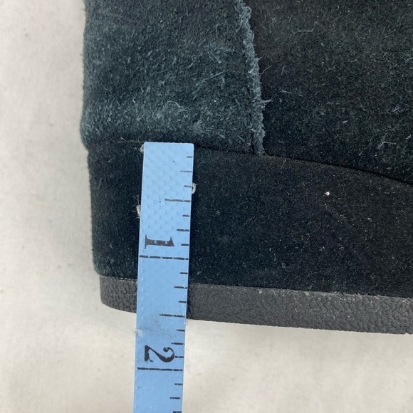 Toms Boots Black Ws Sz 6 Fashion Booties Suede Leather Wedge Desert Boho Lace Up - Picture 12 of 15